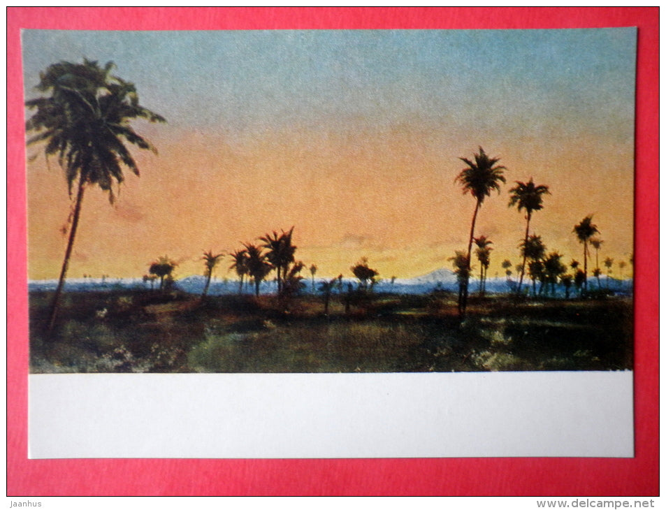 painting by Viktor Klimashin - Indian Landscape - palm trees - russian art - unused - JH Postcards