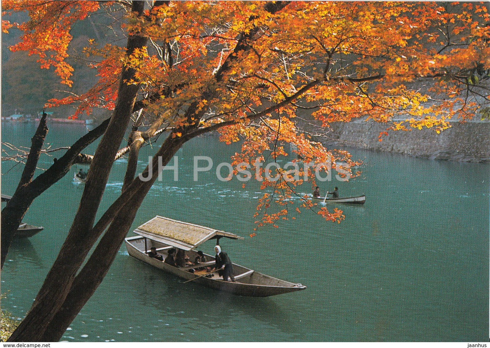 Kyoto - Rankyo valley in Autumn - boat - Japan - unused - JH Postcards