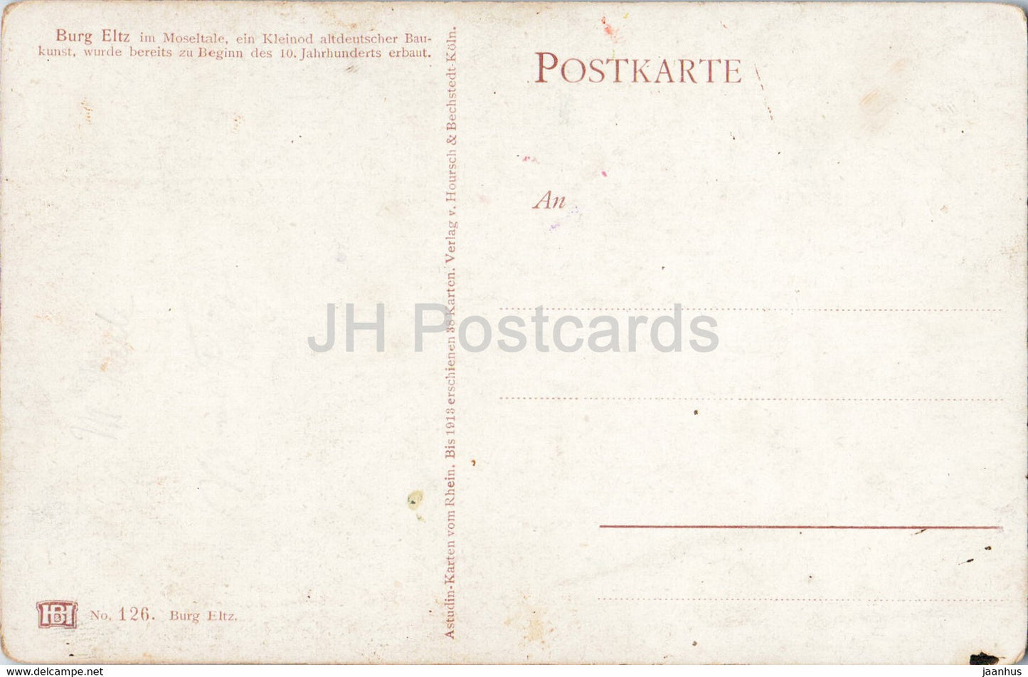 Burg Eltz im Moseltale - illustration - 126 - carte postale ancienne - Allemagne - inutilisé