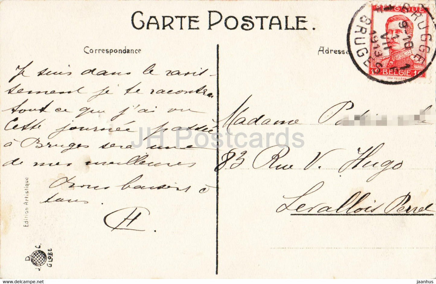 Bruges - Brugge - Le Lac d'Amour - Minnewater - 23 - old postcard - 1913 - Belgium - used