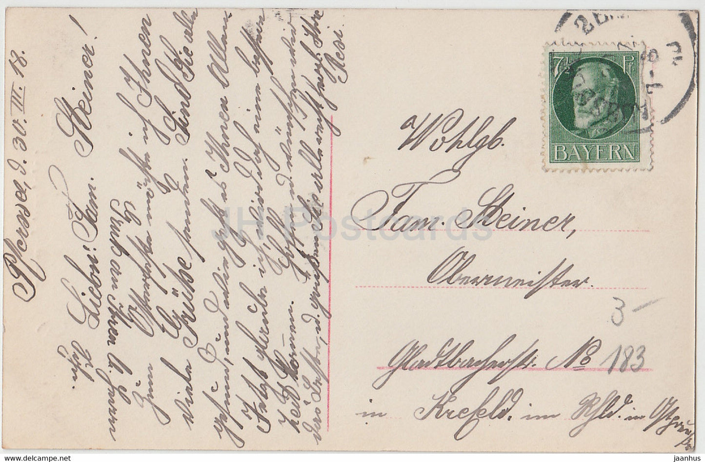 Carte de vœux de Pâques - Herzliche Gluckwunsche zum Osterfest - fille - BNK 34507/5 - carte postale ancienne - 1918 - Allemagne - utilisé