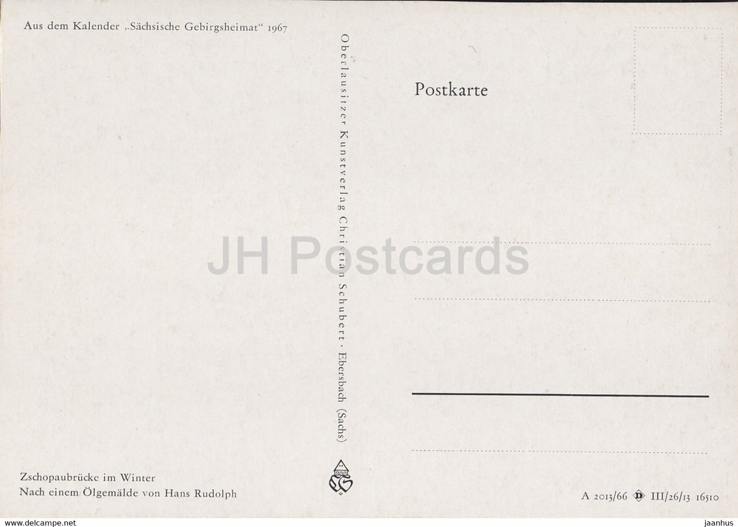 peinture de Hans Rudolph - Zschopaubrucke im Winter - Art allemand - Allemagne - inutilisé