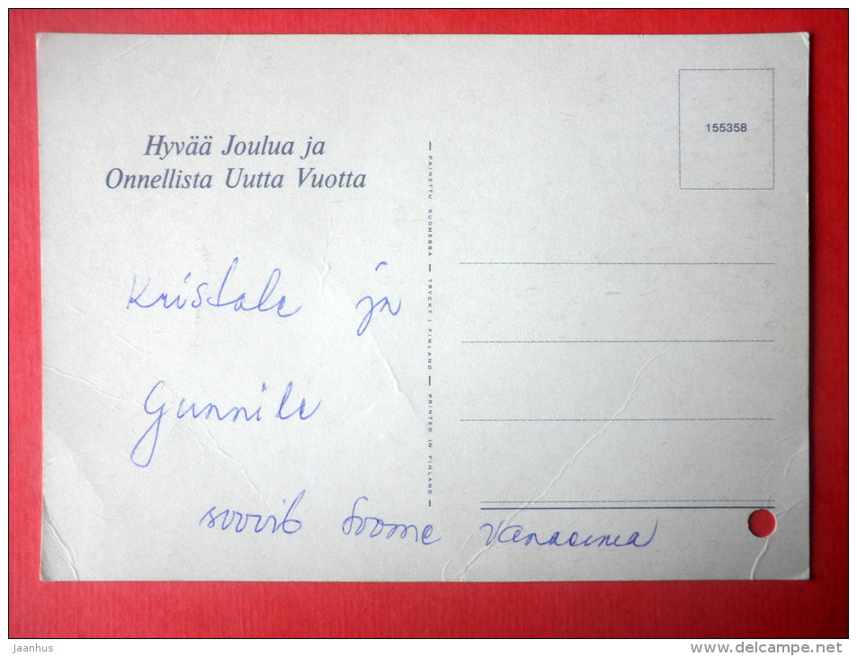 Christmas Greeting Card - christmas tree - children - Finland - circulated in Finland - JH Postcards