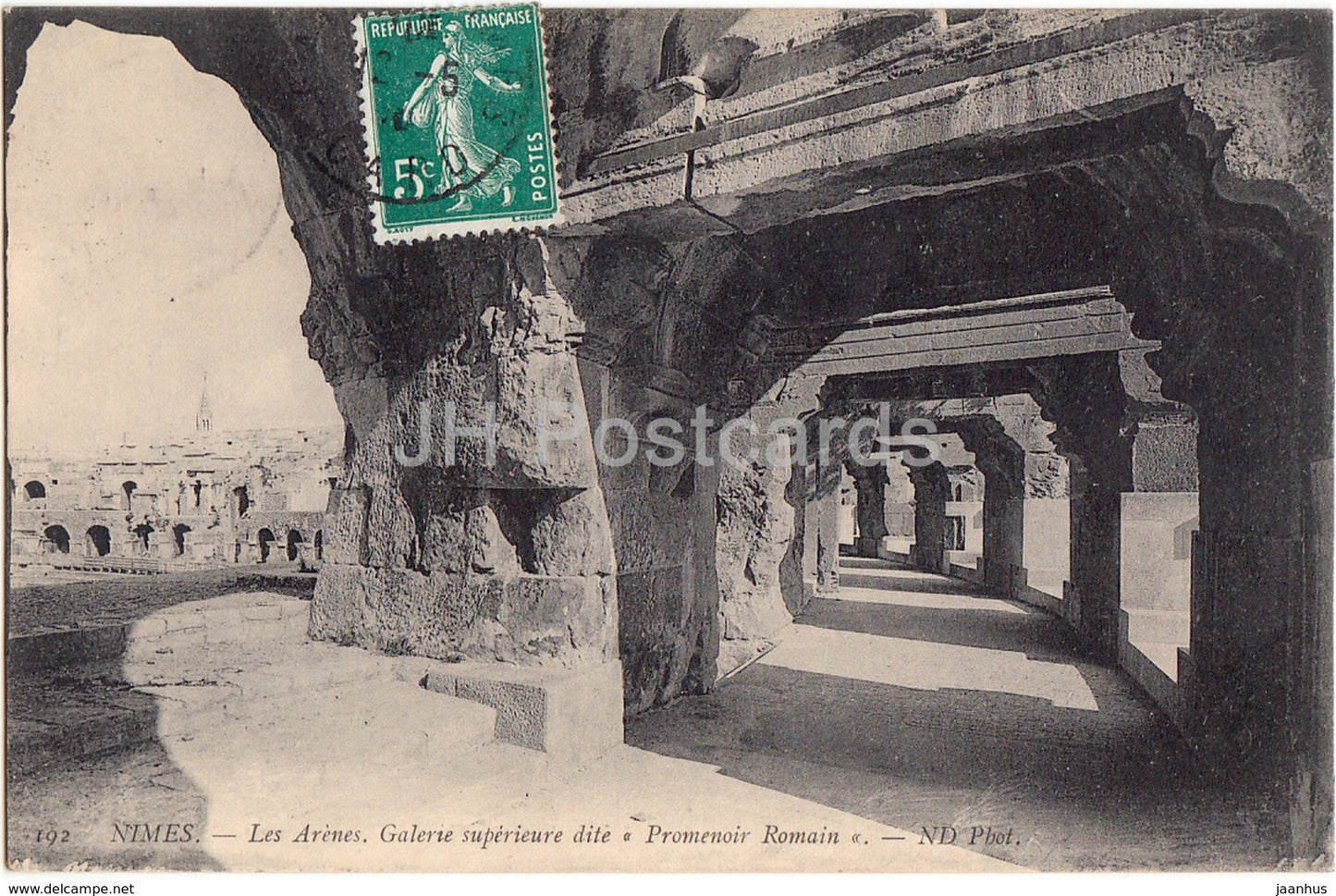 Nimes - Les Arenes - Galerie superieure dite Promenoir Romain - 192 - 1910 - old postcard - France - used - JH Postcards