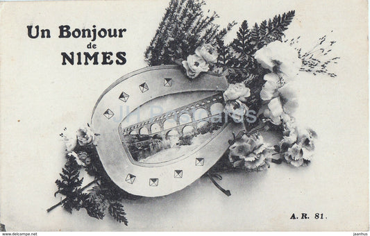 Un Bonjour de Nimes - greeting card - 81 - old postcard - 1918 - France - used