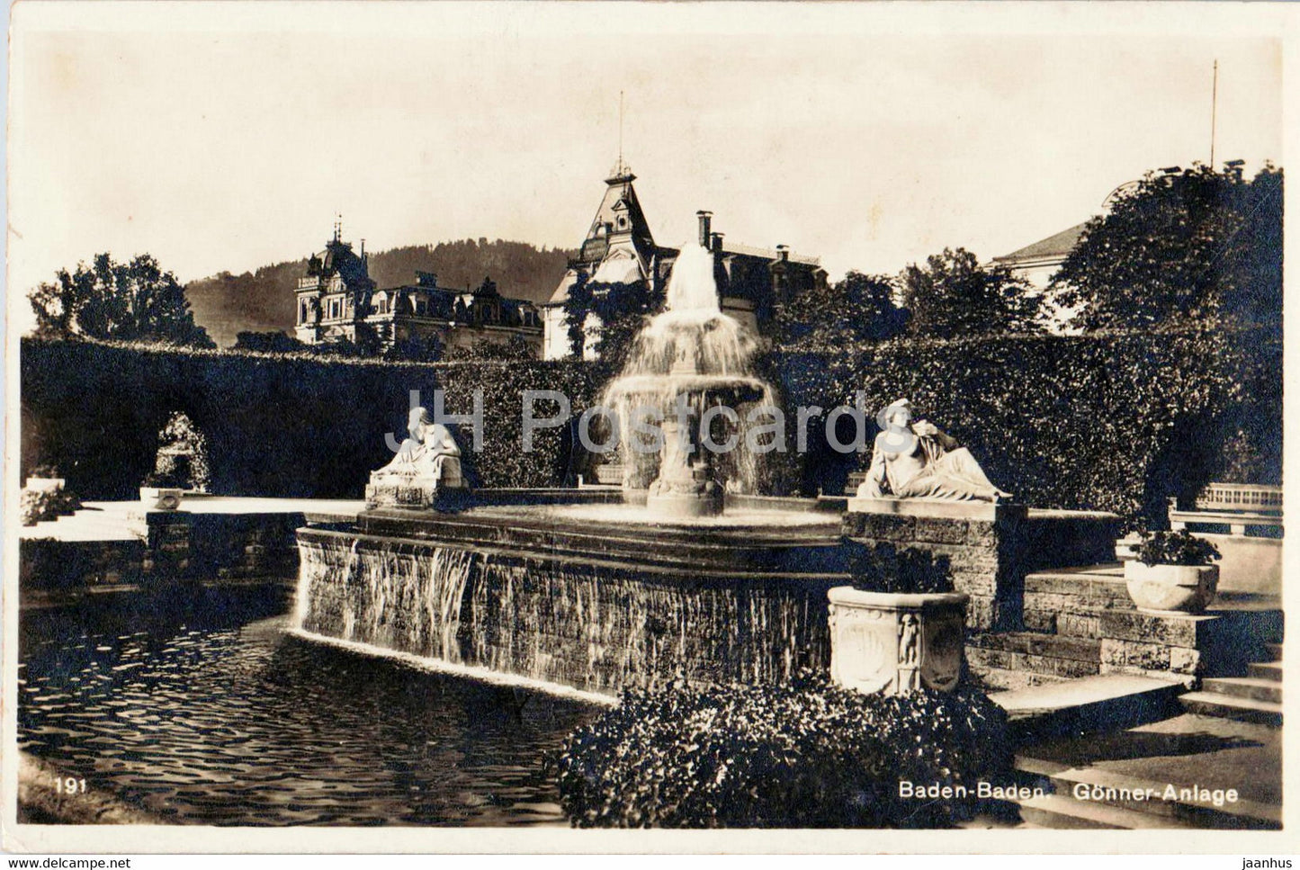 Baden Baden - Gonner Anlage - 191 - old postcard - Germany - unused - JH Postcards