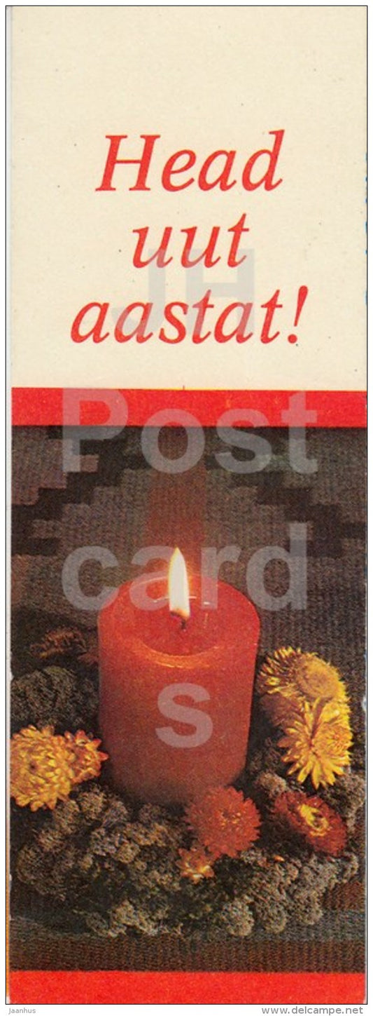 New Year Greeting card - candle - flowers - 1981 - Estonia USSR - used - JH Postcards