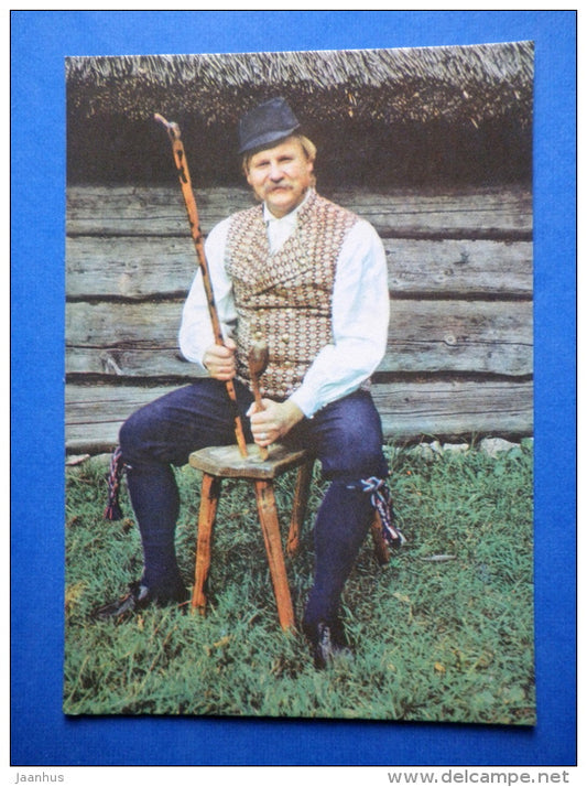Bench Instrument - Estonian folk instruments - folk costume - 1979 - Estonia USSR - unused - JH Postcards
