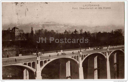 Pont Chauderon et les Alpes - Lausanne - 145 - Switzerland - sent from Switzerland Lausanne to Estonia 1912 - JH Postcards