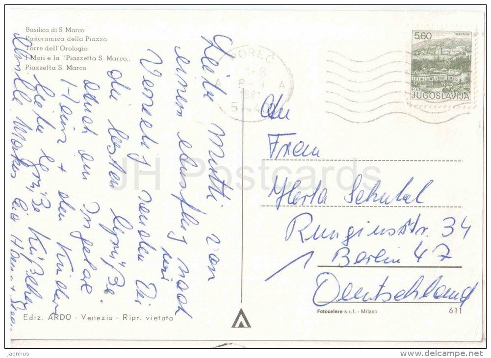 Basilica di S. Marco , Torre dell`Orologio - Venezia - Veneto - 270 - Italia - Italy - used - JH Postcards