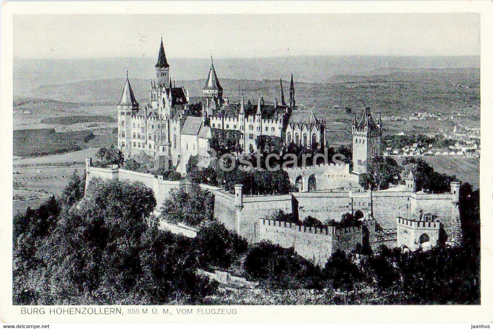 Burg Hohenzollern vom Flugzeug - old postcard - 1934 - Germany - used - JH Postcards