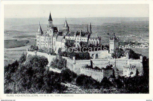Burg Hohenzollern vom Flugzeug - old postcard - 1934 - Germany - used - JH Postcards