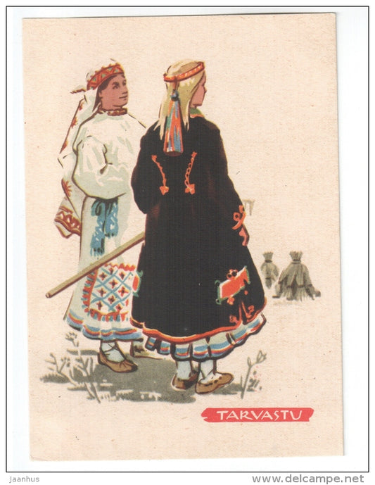 People in estonian folk costumes Tarvastu by A. Vender - 1960 - Estonia USSR - unused - JH Postcards