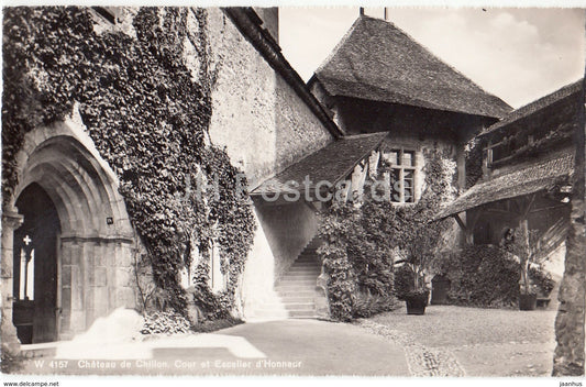 Chateau de Chillon - Cour et Escelier d'Honneur - 4157 - Switzerland - 1958 - used - JH Postcards
