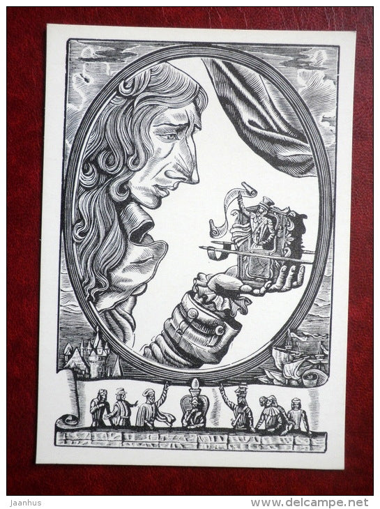 emperor - Gulliver's Travels by Jonathan Swift - book - engravings by S. Harlamov - Russia USSR - 1976 - unused - JH Postcards