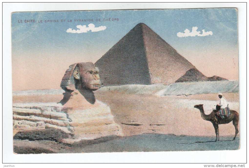 Le Sphinx et la Pyramide de Cheops - camel - old postcard - Egypt - unused - JH Postcards