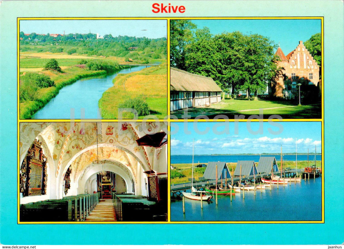 Skive - church - port - multiview - SKI 11 - 2003 - Denmark - used - JH Postcards