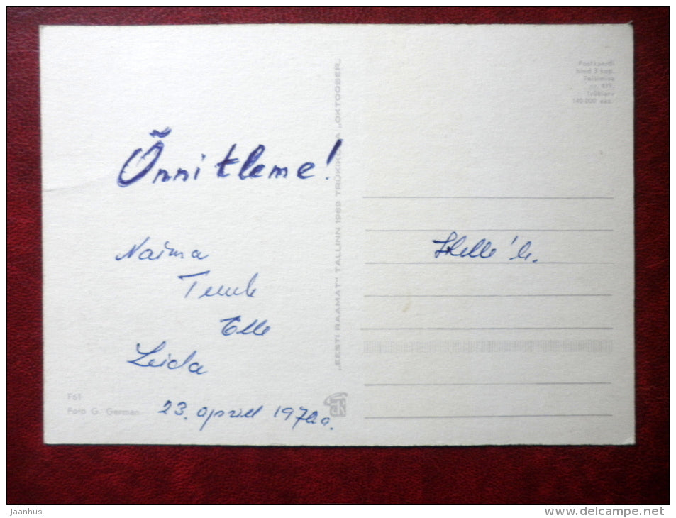 Greeting Card - roses - 1969 - Estonia USSR - used - JH Postcards