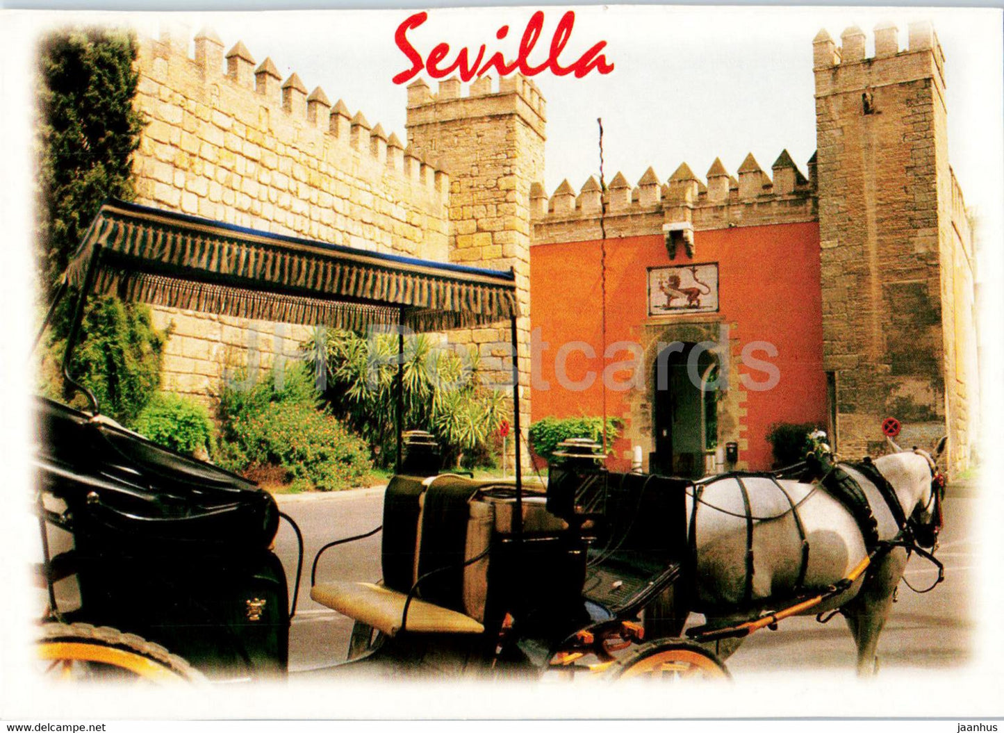 Sevilla - El Alcazar - Puerta del Leon - castle - Gate of Lion - horse - 7 - Spain - unused - JH Postcards