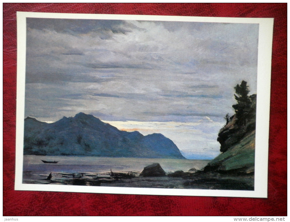 Painting by G. Manizer - cape Svyatyi Nos - lake Baikal - russian art - unused - JH Postcards