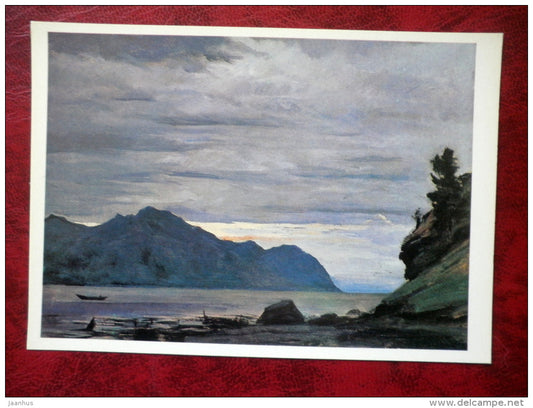 Painting by G. Manizer - cape Svyatyi Nos - lake Baikal - russian art - unused - JH Postcards
