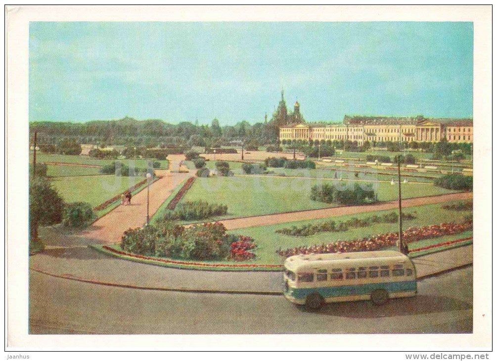 Field of Mars - bus - Leningrad - St. Petersburg - postal stationery - 1959 - Russia USSR - unused - JH Postcards