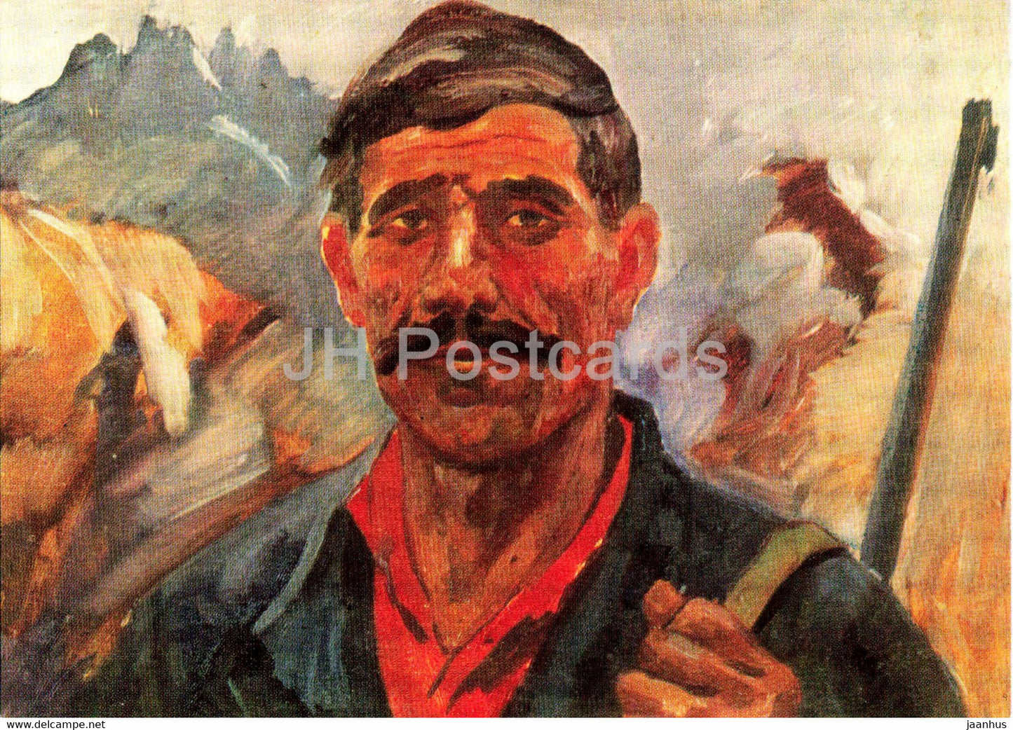 painting by V. Boborykin - Hunter from Ishkashim - Along the Pamir roads - Russian art - 1974 - Russia USSR - unused - JH Postcards