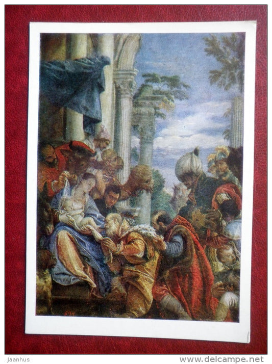 painting by Paolo Veronese - Adoration of the Magi , 1570s - camel - italian art - unused - JH Postcards