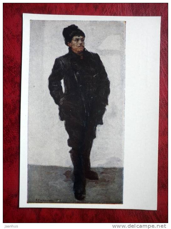 Painting by N. A. Kasatkin - worker combatant - russian art - unused - JH Postcards