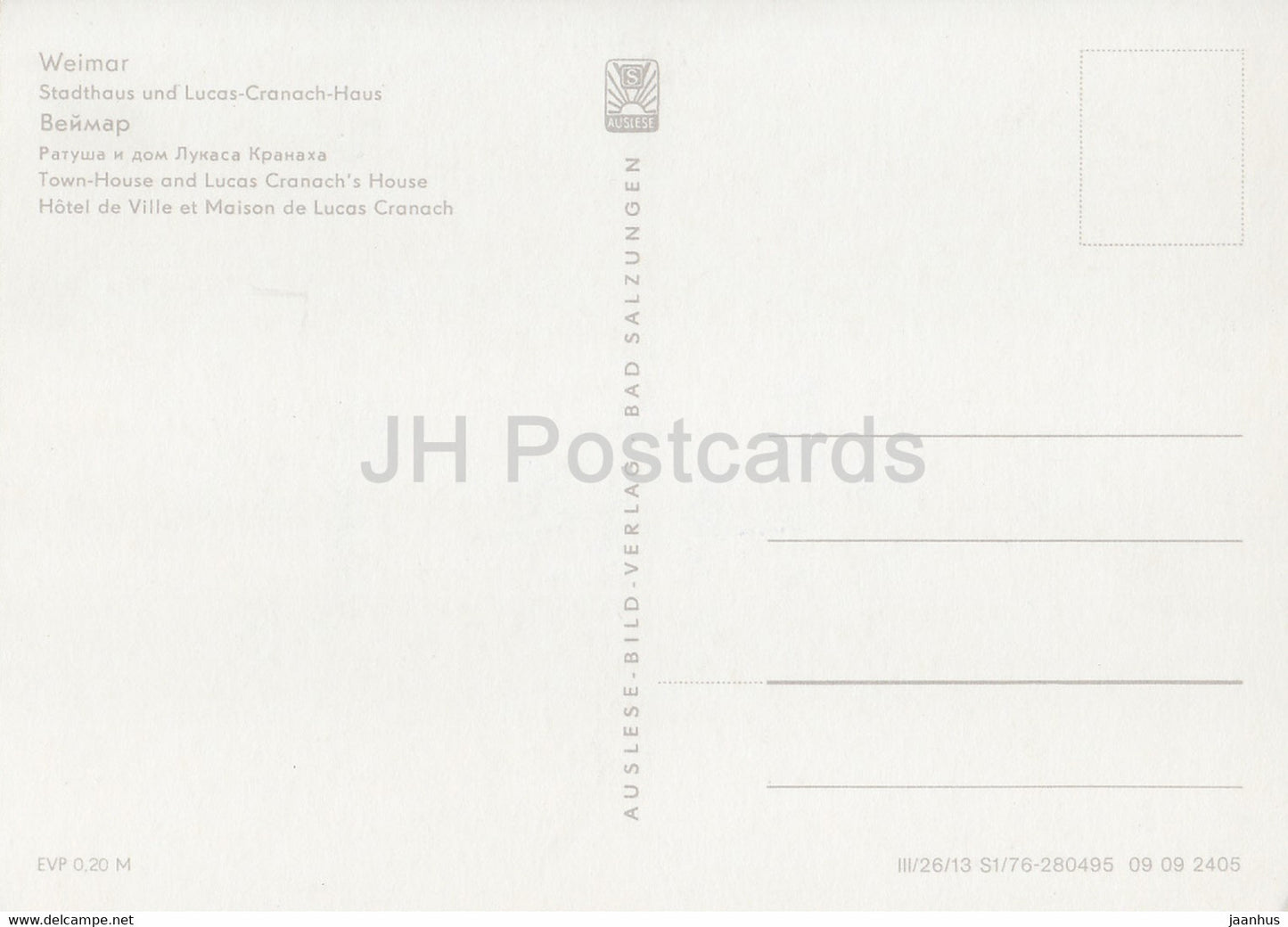 Weimar - Stadthaus und Lucas Cranach Haus - Deutschland DDR - unbenutzt