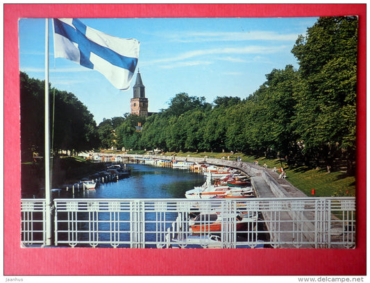 Aura river - motor boats - Turku - T 019 - Finland - sent from Finland Turku to Estonia USSR 1979 - JH Postcards