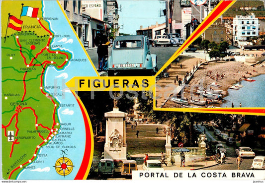 Figueras - Portal de la Costa Brava - car - multiview - 31 - Spain - used - JH Postcards