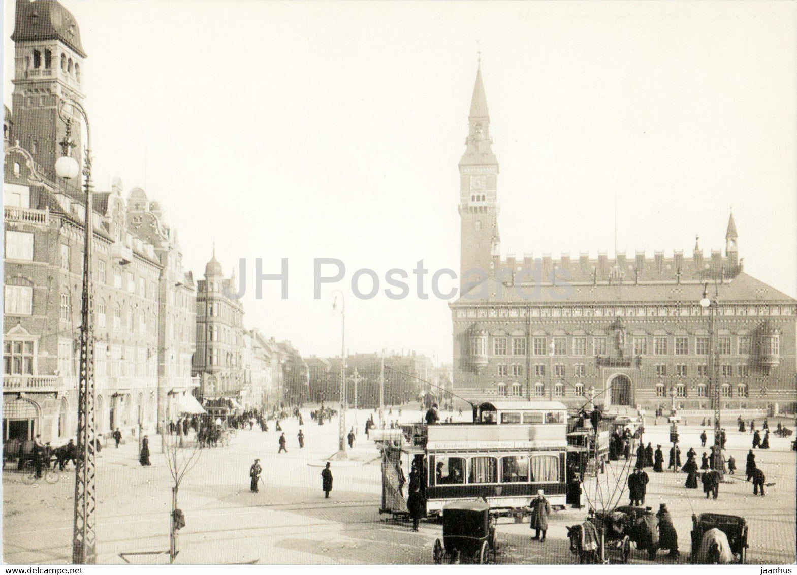 Copenhagen - Radhuspladsen - Town Hall Square in 1904 - tram - REPRODUCTION - Denmark - unused - JH Postcards