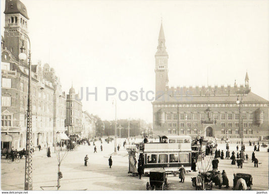 Copenhagen - Radhuspladsen - Town Hall Square in 1904 - tram - REPRODUCTION - Denmark - unused - JH Postcards