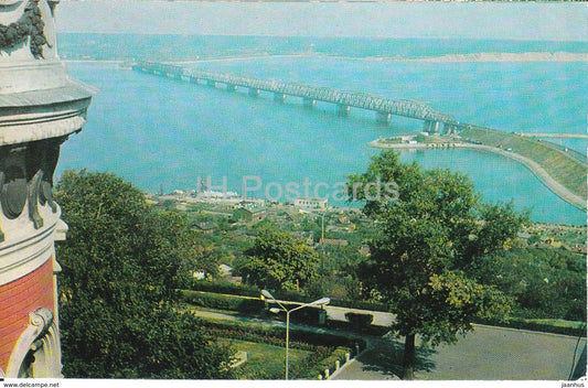 Ulyanovsk - View at the Volga river - bridge - 1976 - Russia USSR - unused - JH Postcards