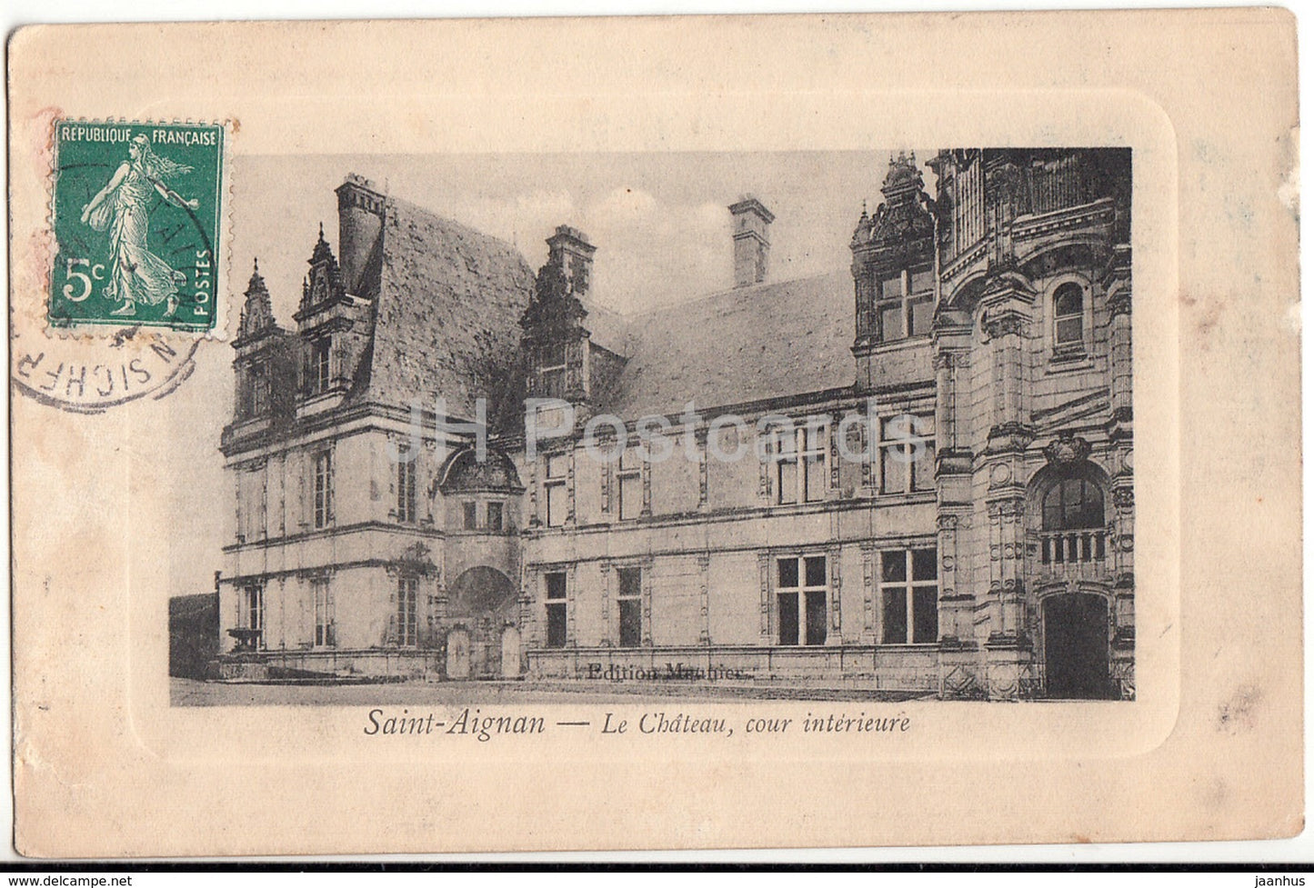 Saint Aignan - Le Chateau - cour interieure - castle courtyard - 1910 - old postcard - France - used - JH Postcards