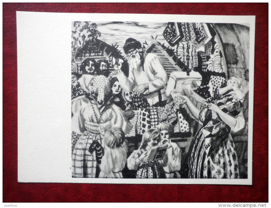 Illustration to the poem of Nekrasov by M. Kustodiev , 1910 - people - russian art - unused - JH Postcards