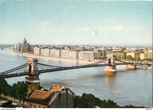 View of Budapest - bridge - 1966 - Hungary - used - JH Postcards