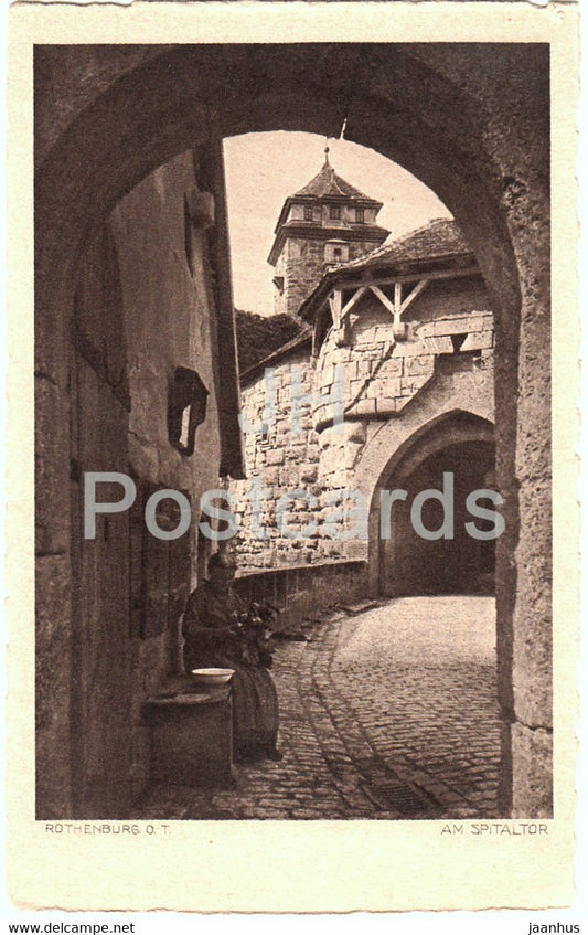 Rothenburg o d Tauber - Am Spitaltor - 1 - old postcard - Germany - unused - JH Postcards