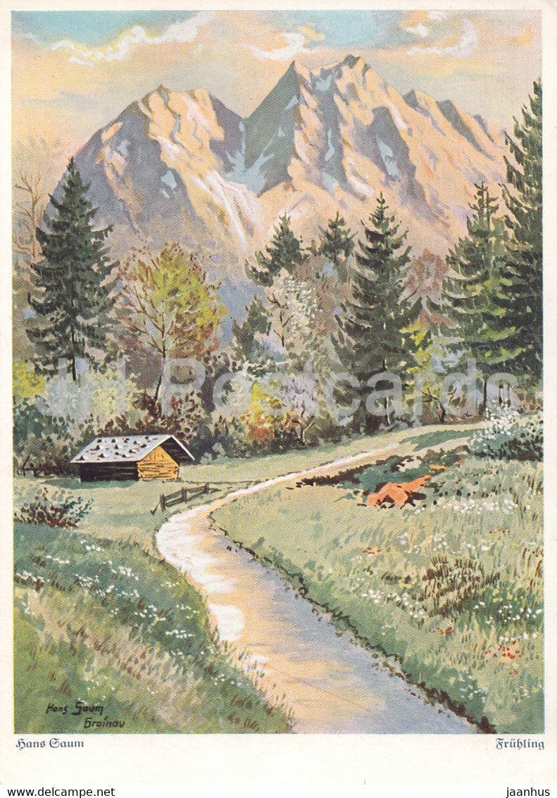 painting by Hans Saum - Fruhling - German art - 7862 - old postcard - Germany – unused - JH Postcards