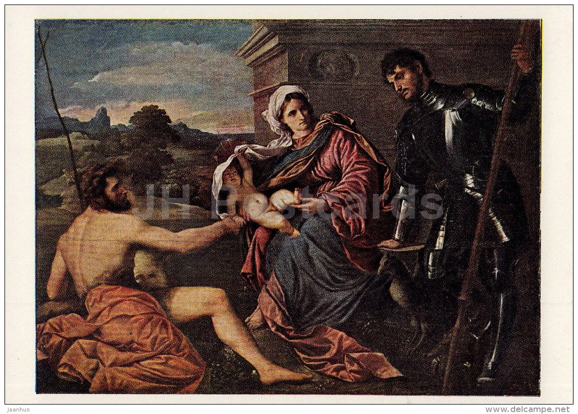 painting by Paris Bordone - Madonna and Child with John the Baptist - Italian Art - 1963 - Russia USSR - unused - JH Postcards