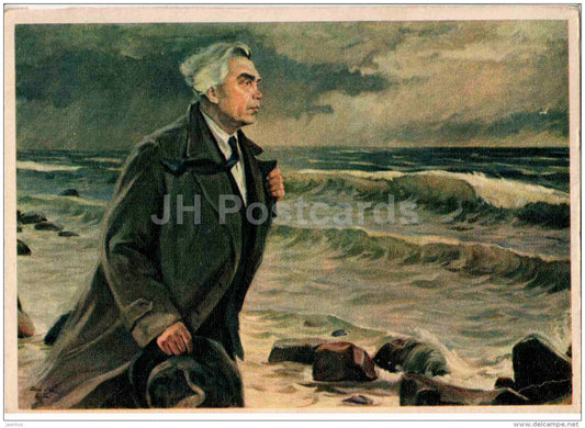 painting by K. and E. Polli - Estonian composer Gustav Ernesaks - Estonian art - 1957 - Russia USSR - unused - JH Postcards
