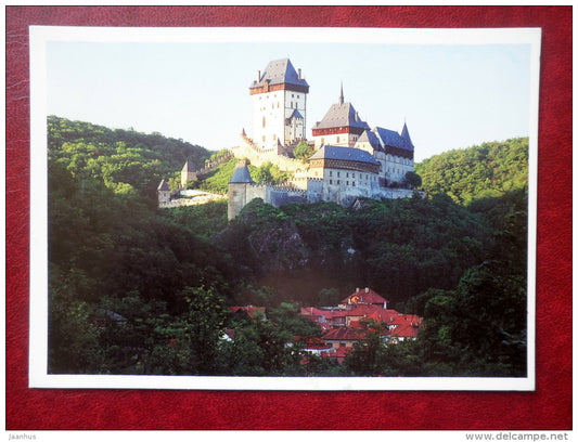 Karlstejn Hrad 1348 - castle - Svejk - Hashek - sent from Czech Republik to Estonia in 1997  - used - JH Postcards