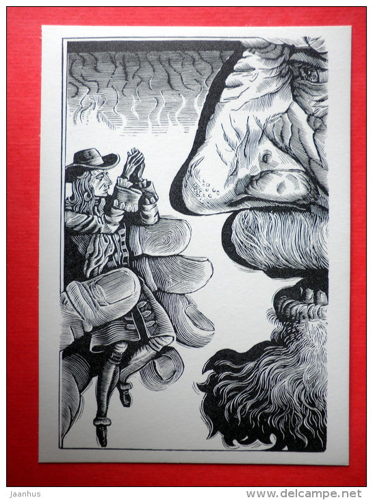 illustration by S. Harlamov - Old Man - Gulliver's Travels by D. Swift - 1978 - Russia USSR - unused - JH Postcards