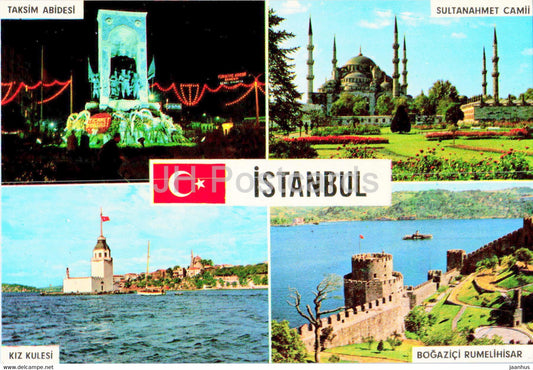 Greetings from Istanbul - Taksim monument - Kiz Kulesi - multiview - 80 - Keskin - Turkey - unused - JH Postcards