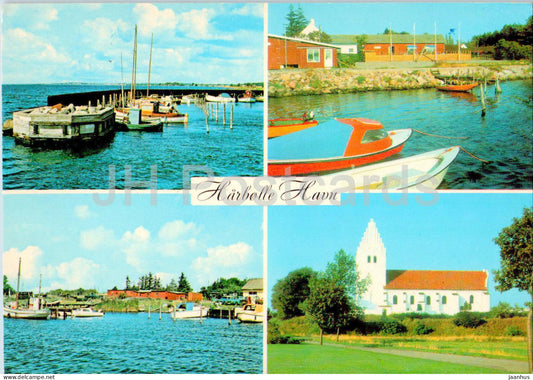 Harbolle Havn - boat - church - multiview - 5669 - 1984 - Denmark - used - JH Postcards