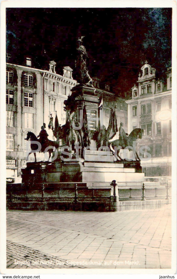 Leipzig bei Nacht - Das Siegesdenkmal auf dem Markt - monument - old postcard - 1931 - Germany - used - JH Postcards