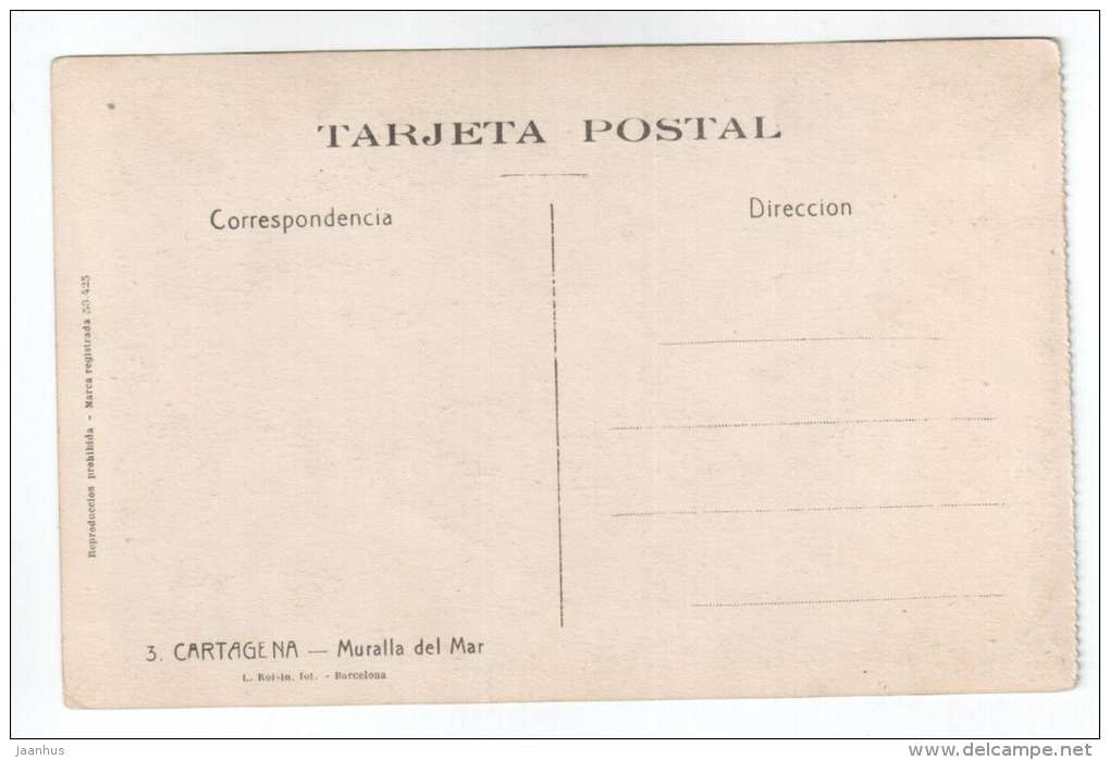 Muralla del Mar , Cartagena - 3 - L. Roisin - old postcard - Spain - unused - JH Postcards