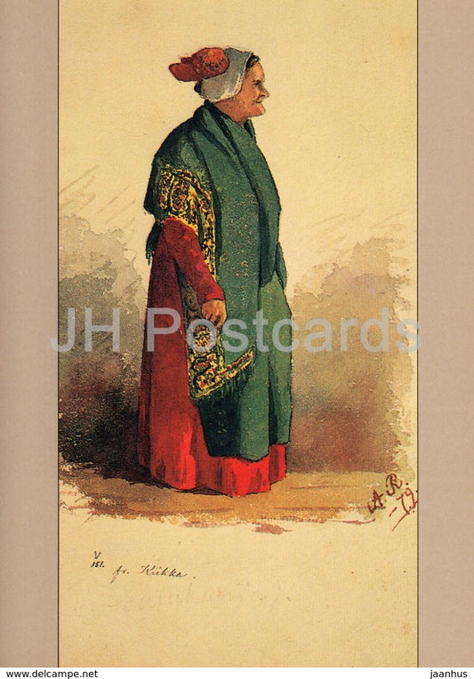 Kiikka Woman - Agathon Reinholm - Finnish folk costumes - reproduction - Finland - unused - JH Postcards