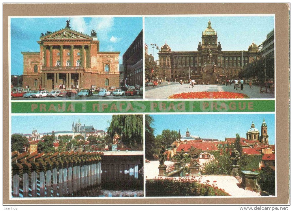 Praha - Prague - Smetanovo theatre - National museum - Prague Castle - Mala Strana - Czechoslovakia - Czech - used 1990 - JH Postcards